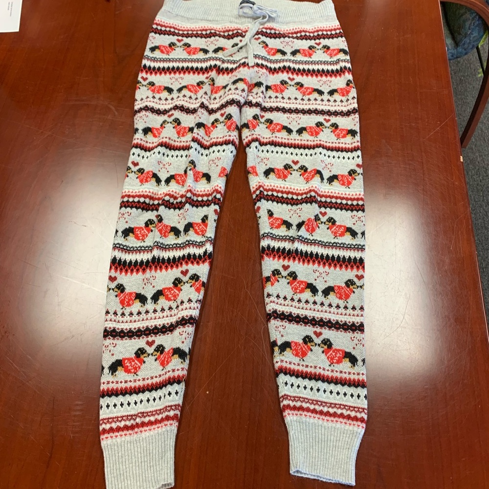 American Eagle Gray Dachshund Dog Sweater Lounge Pants  sz S